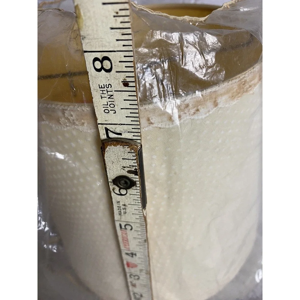 NWT Vtg Roseart Cream Subtle Polka Dot Lace MCM‎ Boudoir Drum Lampshade 8x7.25